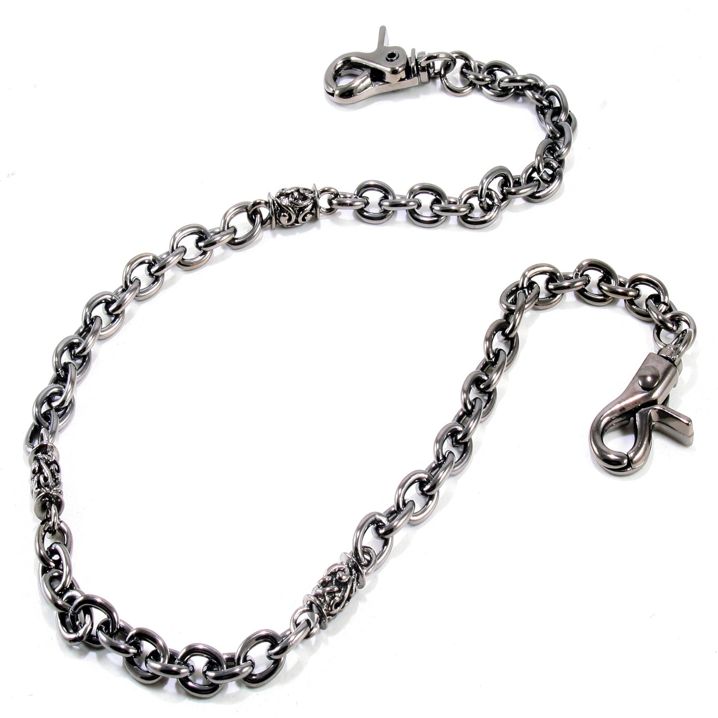 DK Simple Roof Strong Biker Trucker Key Jean Wallet Chain (24.5") SLV/BLK SYC52