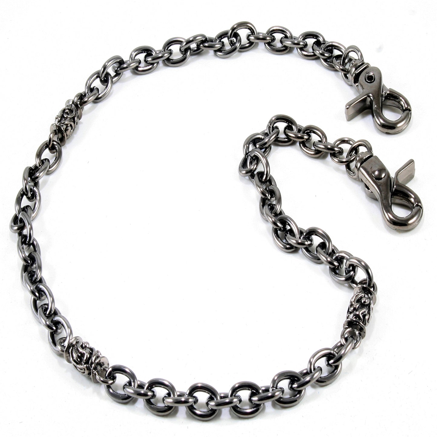 DK Simple Roof Strong Biker Trucker Key Jean Wallet Chain (24.5") SLV/BLK SYC52