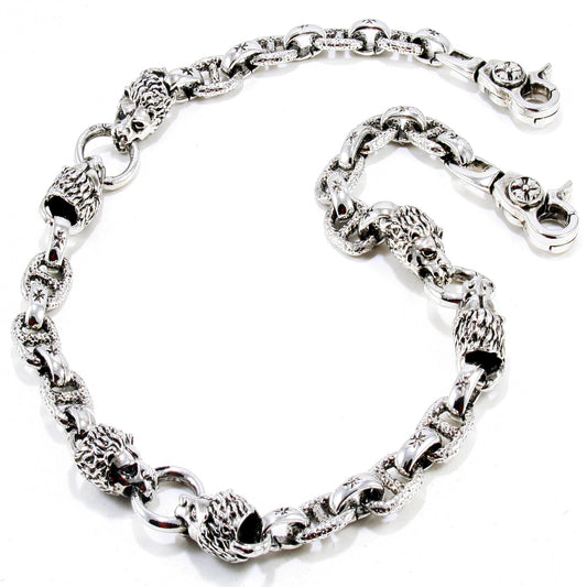 DK EMO 2 Lion's Head Attached Biker Trucker Key Jean Wallet Chain (26.5") Silver CS23