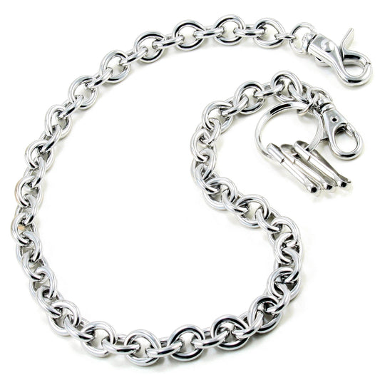 DK EMO Water Drop Simple Strong Biker Trucker Key Jean Wallet Chain (23") SLV/BLK CS159MLT