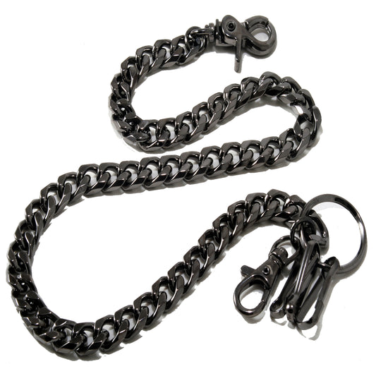 DK EMO Strong Basic Leash Heavy Linked Jeans Wallet Key Chain (23") SLV/BLK CS149MLT