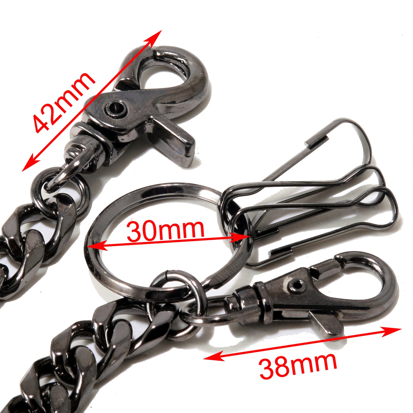 DK EMO Strong Basic Leash Heavy Linked Jeans Wallet Key Chain (23") SLV/BLK CS149MLT