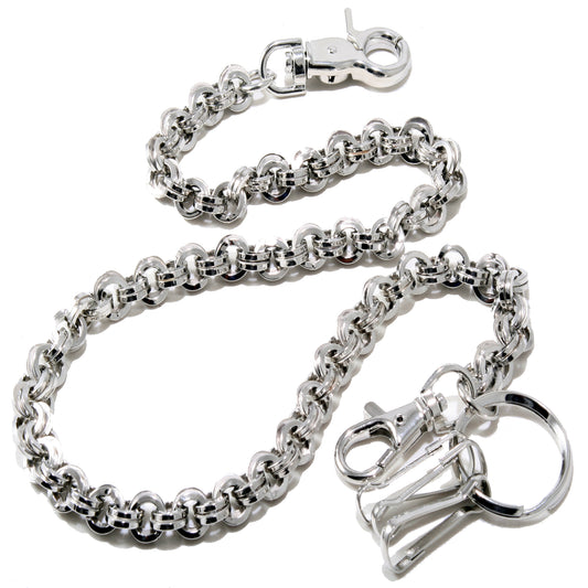 DK Small Ring Roof Simple Trucker Biker Jean Key Wallet Chain (23")SLV/ BLK CS155MLT