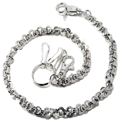DK Small Ring Roof Simple Trucker Biker Jean Key Wallet Chain (23")SLV/ BLK CS155MLT