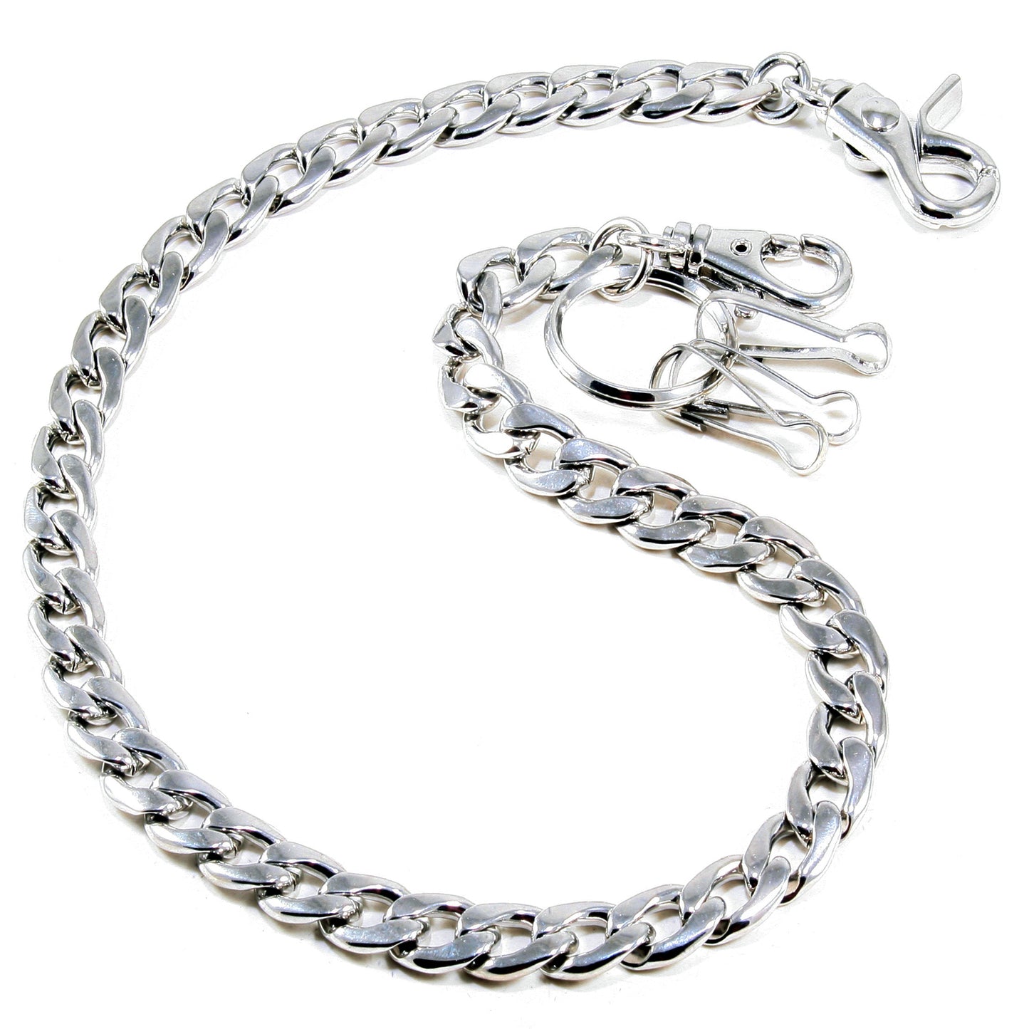 DK EMO Simple Strong Basic Biker Trucker Key Jean Wallet Chain (20" / 30") SLV/BLK CS108T