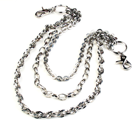 DK Basic 3 Line Connect EMO Biker Trucker Key Jean Wallet Chain (21") Silver CS73