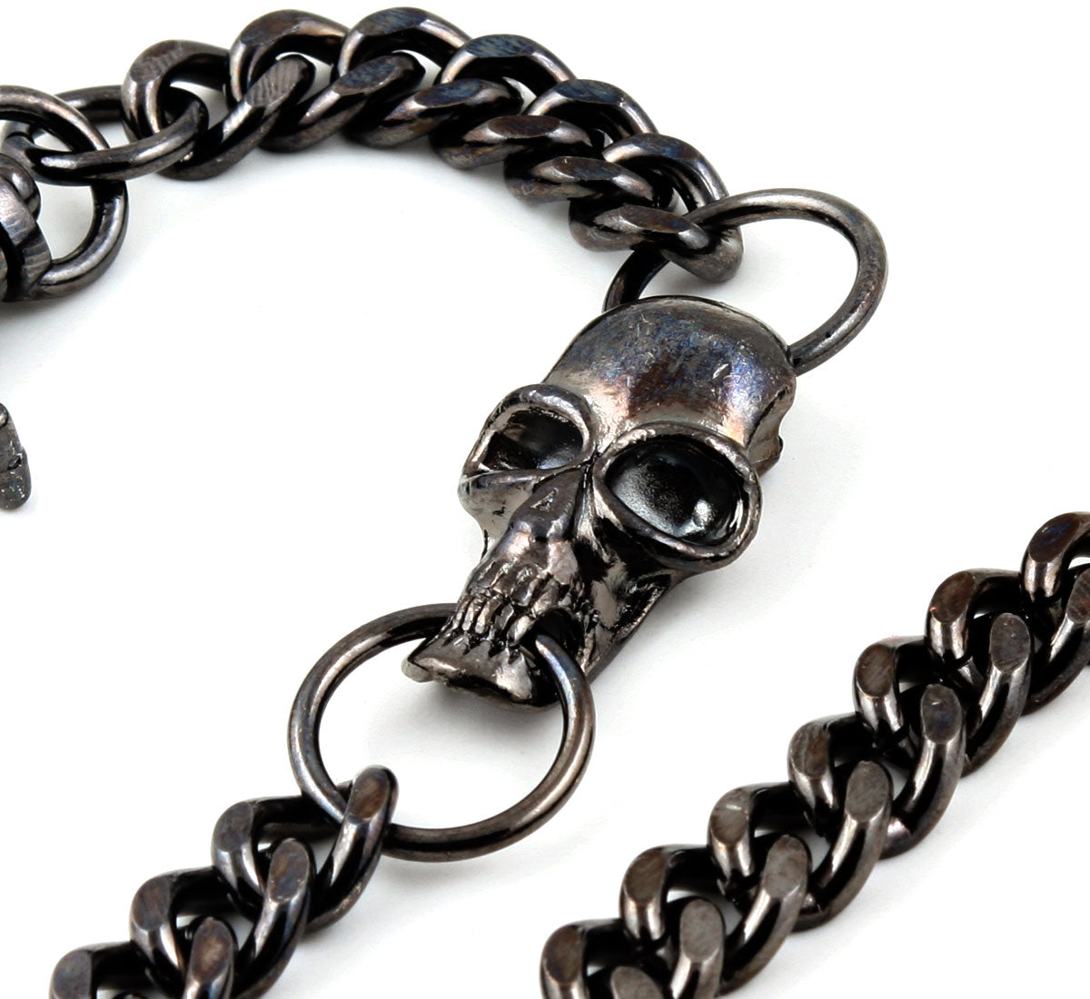 DK Strong Skull Pendant Basic Biker Trucker Key Jean Wallet Chain (19") BLK,SLV CS90MLT