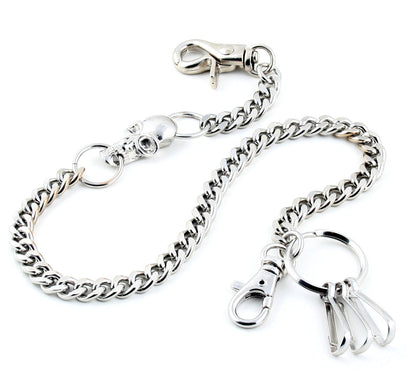 DK Strong Skull Pendant Basic Biker Trucker Key Jean Wallet Chain (19") BLK,SLV CS90MLT