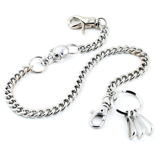 DK Strong Skull Pendant Basic Biker Trucker Key Jean Wallet Chain (19") BLK,SLV CS90MLT