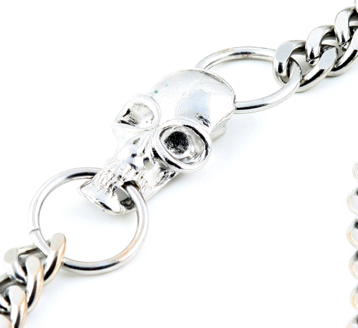 DK Strong Skull Pendant Basic Biker Trucker Key Jean Wallet Chain (19") BLK,SLV CS90MLT